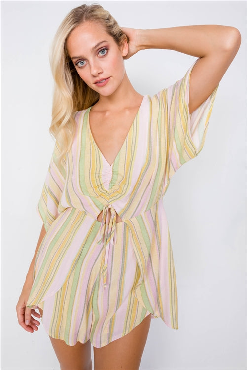 Yellow Multi Boho Kimono Romper