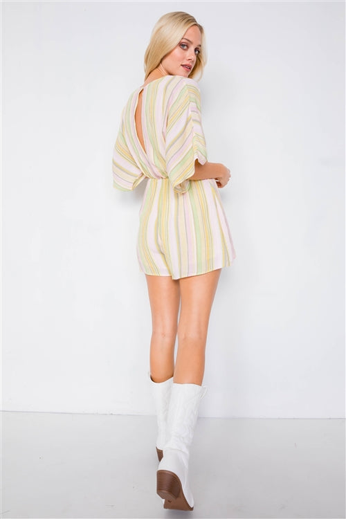 Yellow Multi Boho Kimono Romper