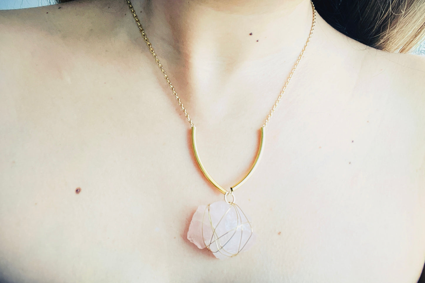 Rose Quartz Collar Pendant