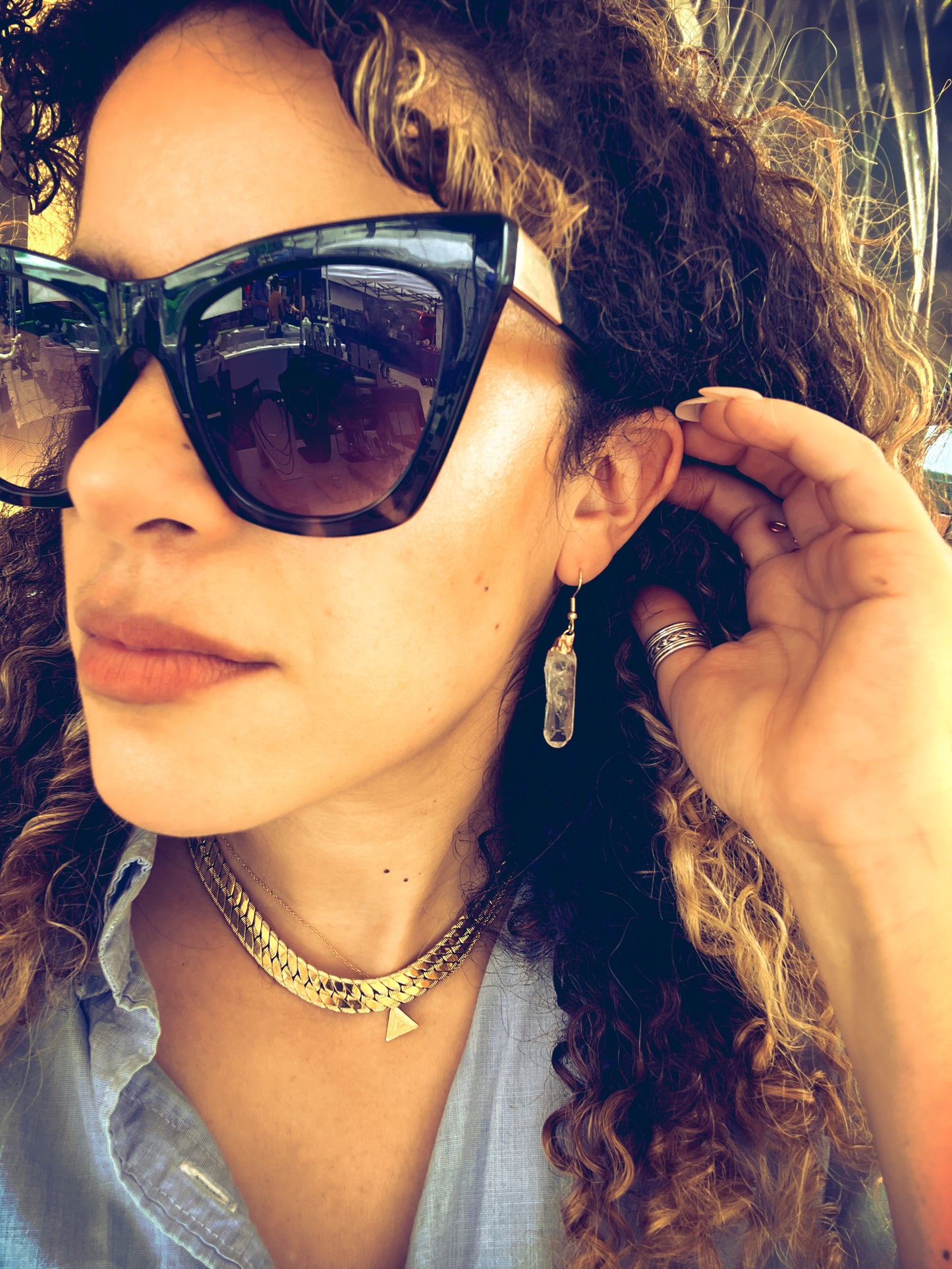 Clear Quartz Drop Earrings LG