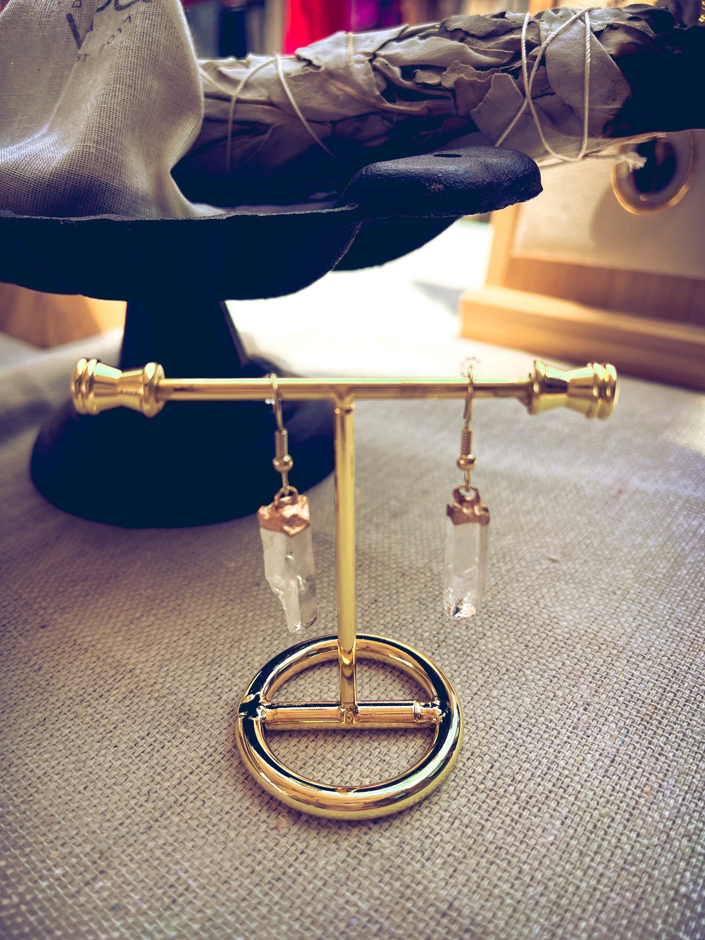 Clear Quartz Drop Earrings Sm