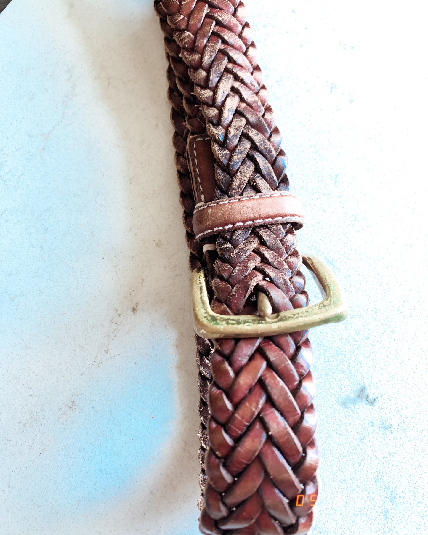 Leather braided belt
