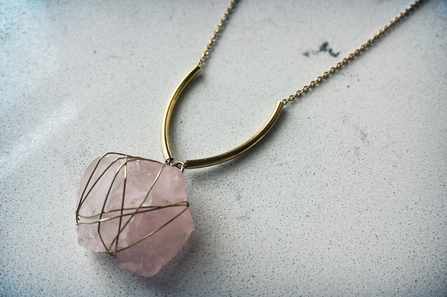 Rose Quartz Collar Pendant