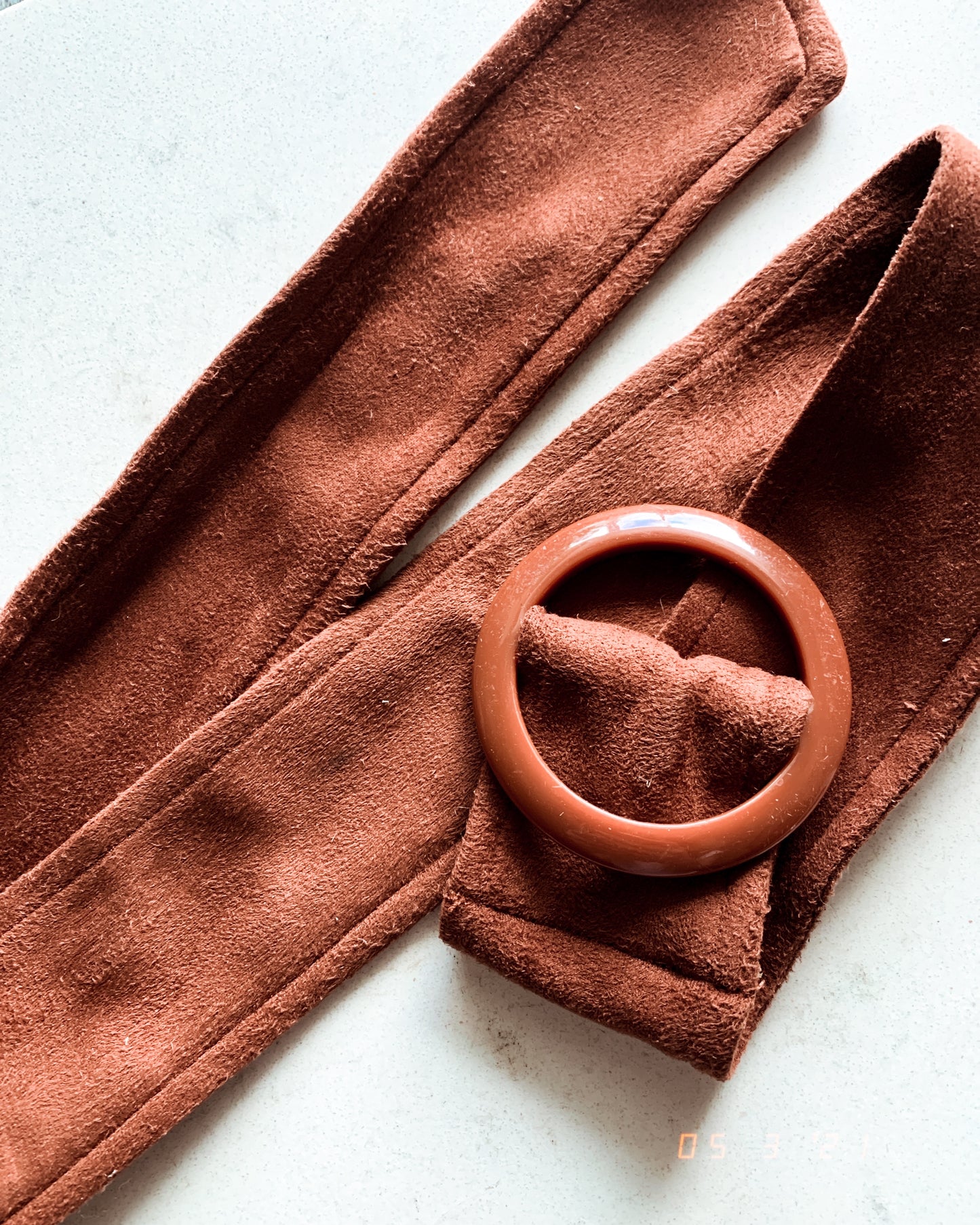 Faux suede wrap belt
