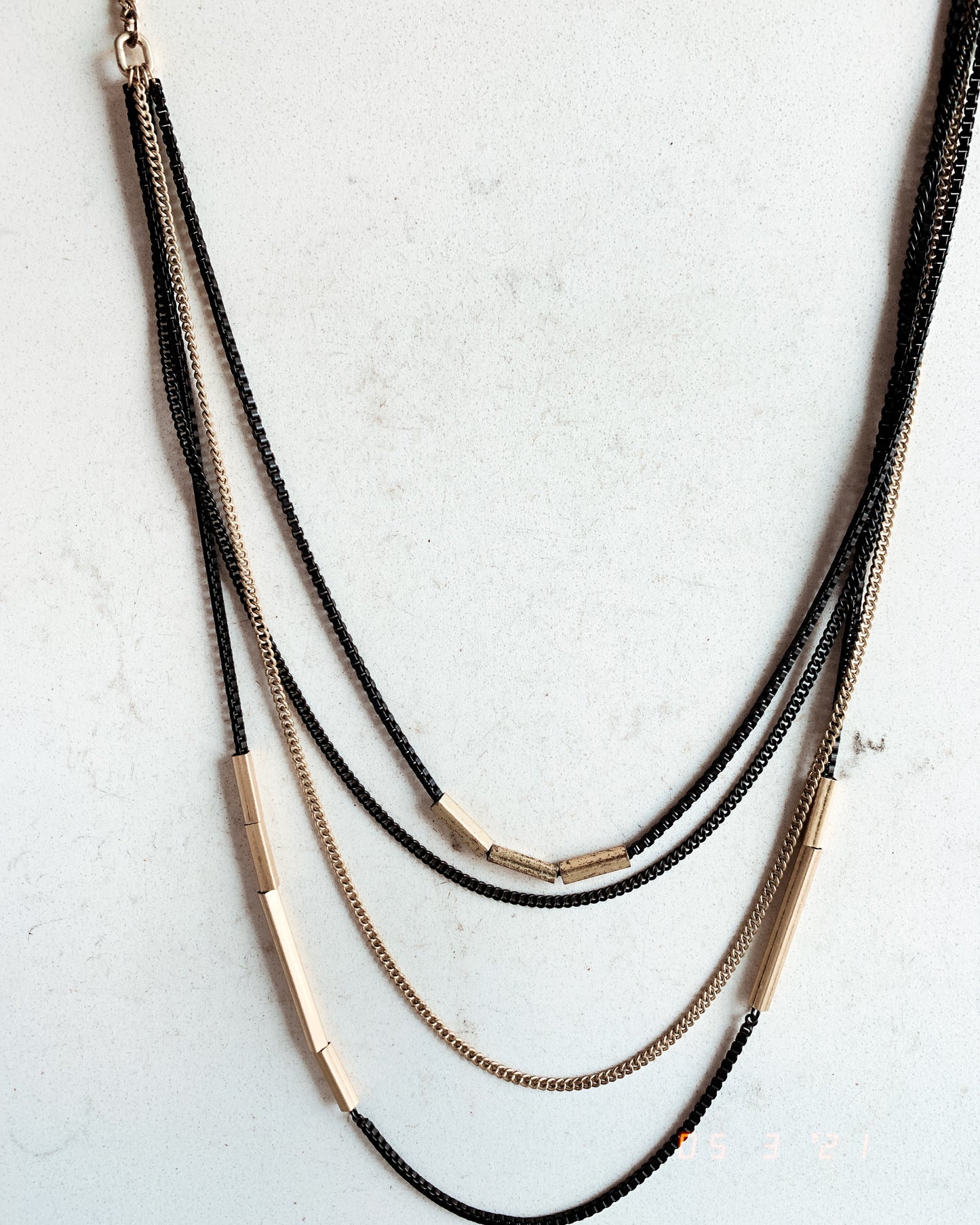 Multi layered black + gold chain necklace
