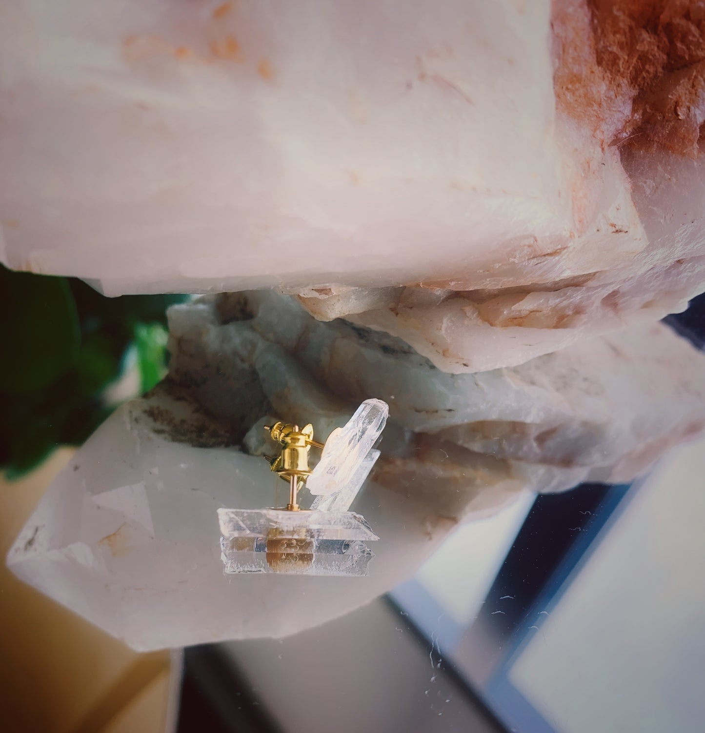 Clear crystal quartz studs